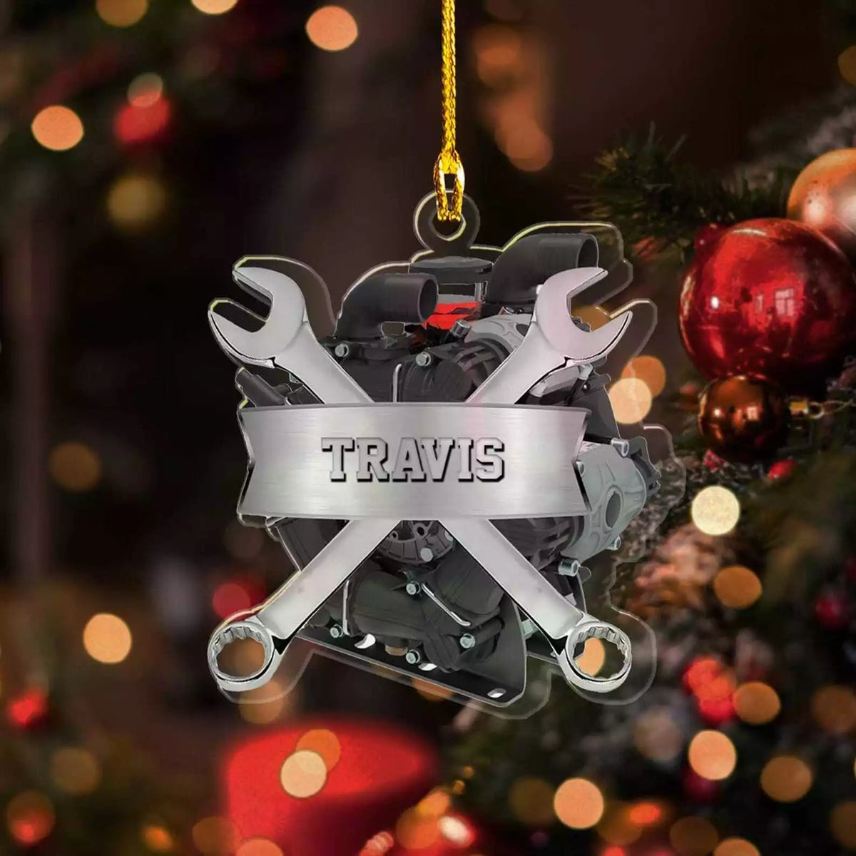 Personalized Mechanic Tools Box 2d Flat Ornament Custom Mechanic Xmas Ornaments