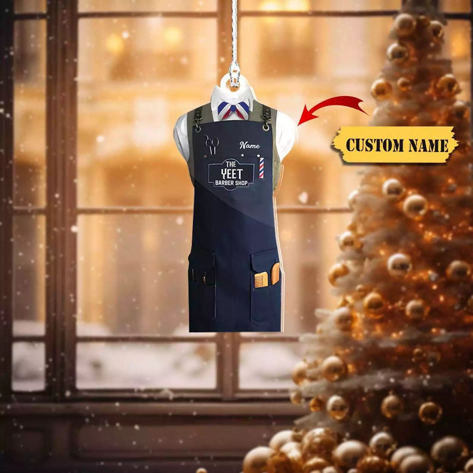 Custom Barber Uniform Christmas Ornament 2d Barber Chair Ornament Barber Lovers