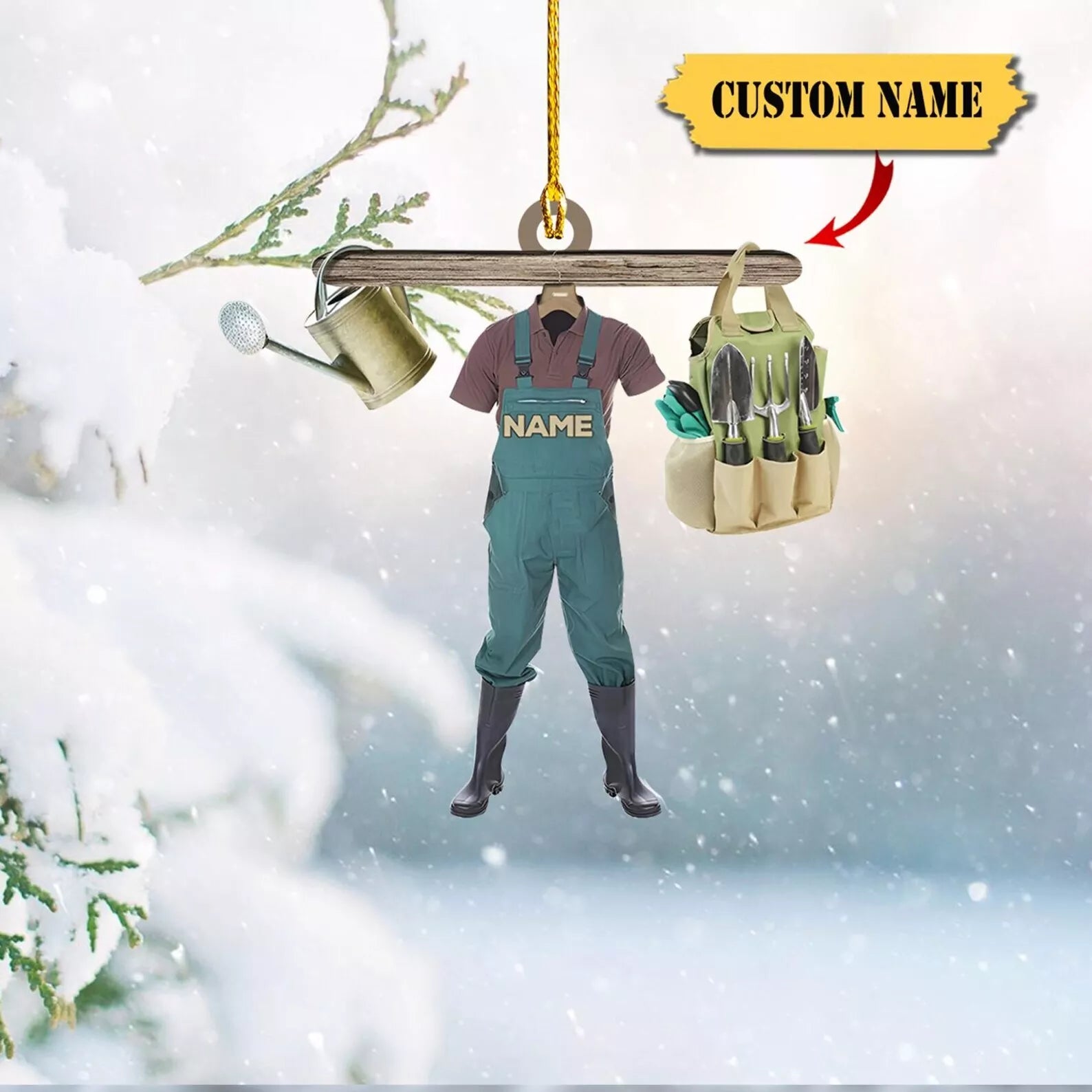 Personalized Gardener Christmas Ornament Flat 2d Custom Gardening Gift With