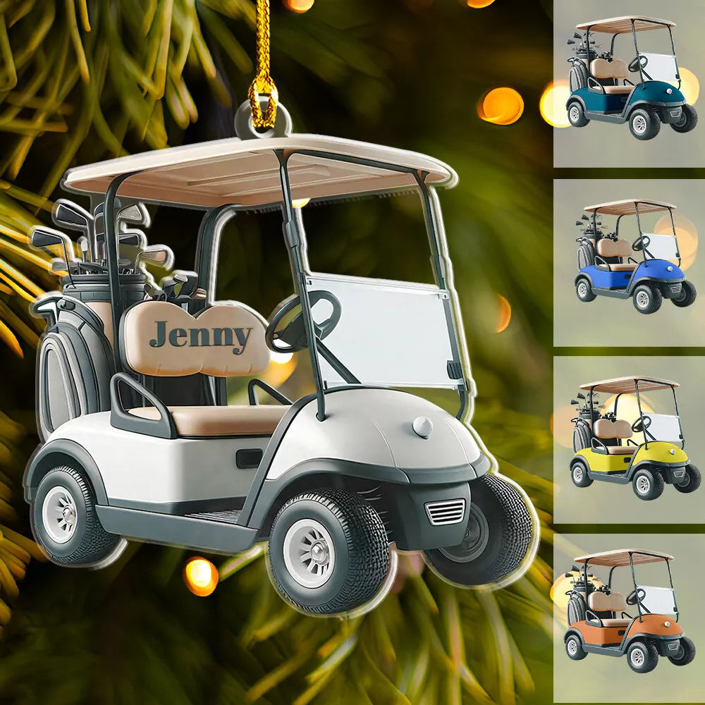 Golf Cart Christmas 2d Acrylic Ornament, Gift For Golf Lover, Tree Decor Xmas