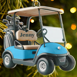 Golf Cart Christmas 2d Acrylic Ornament, Gift For Golf Lover, Tree Decor Xmas