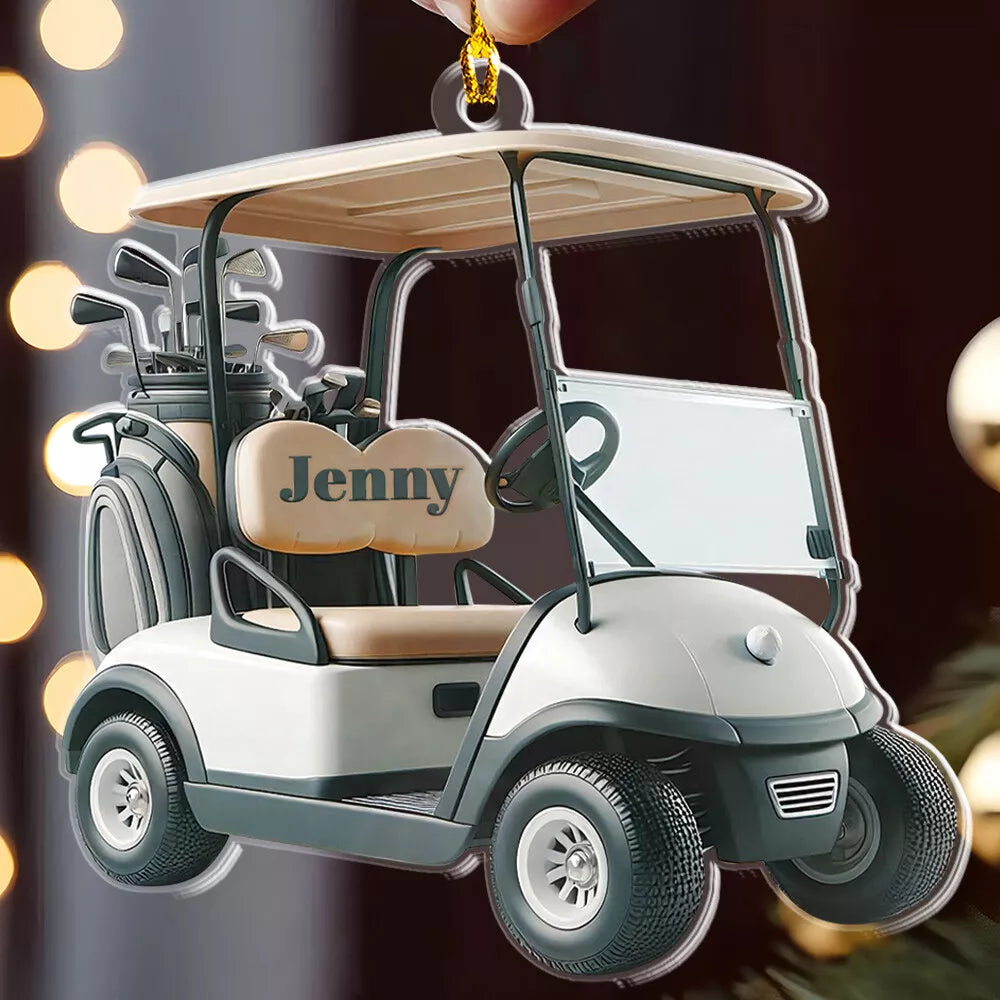 Golf Cart Christmas 2d Acrylic Ornament, Gift For Golf Lover, Tree Decor Xmas