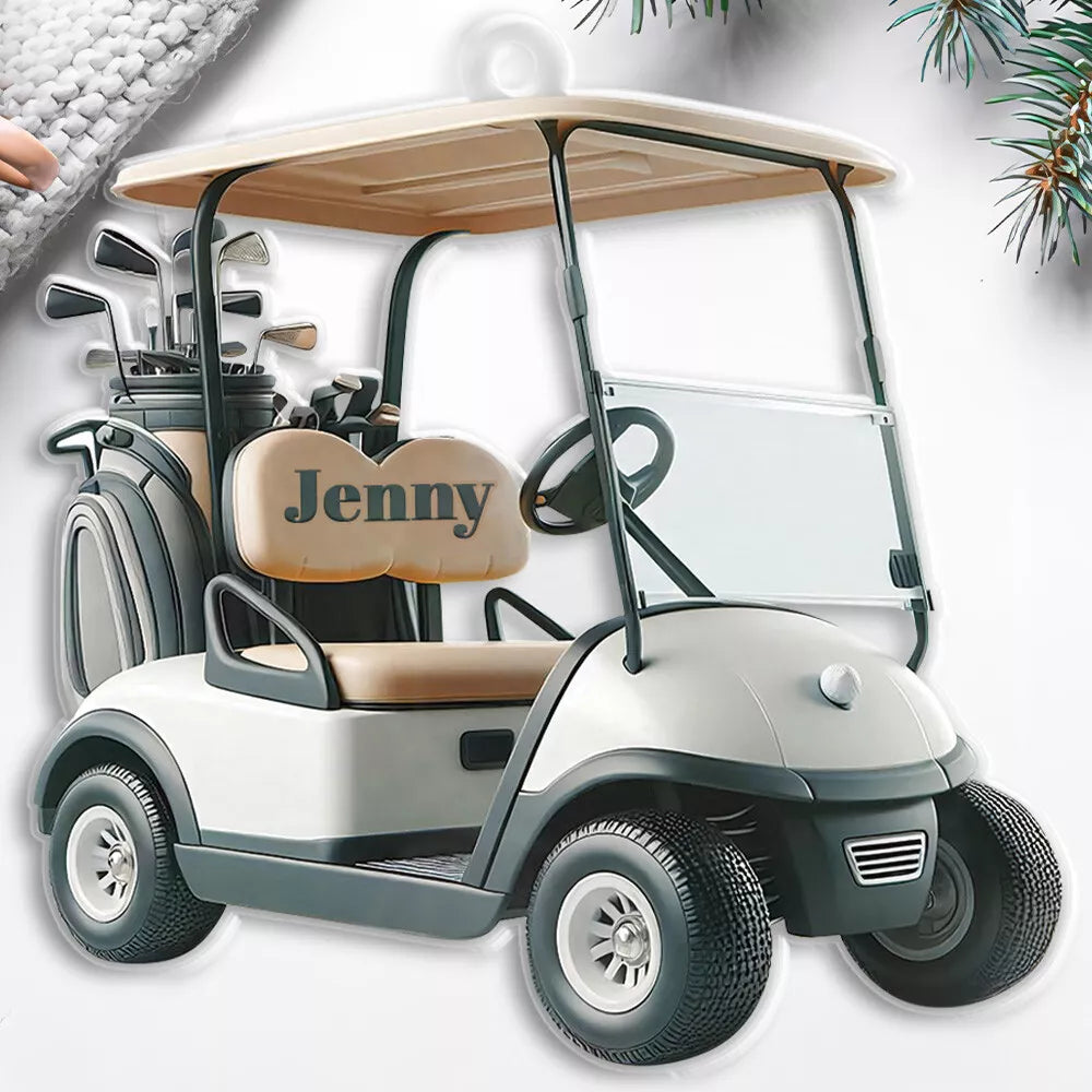 Golf Cart Christmas 2d Acrylic Ornament, Gift For Golf Lover, Tree Decor Xmas
