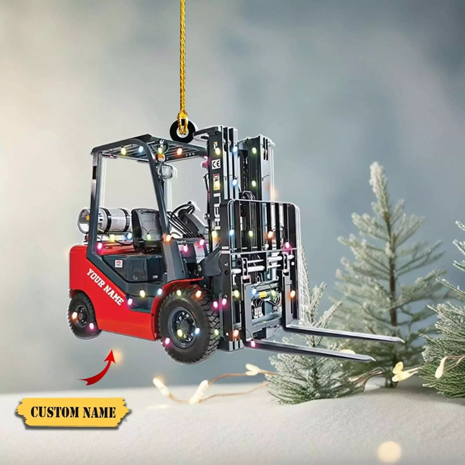 Personalized Forklift Truck Car Ornament Flat 2d Custom Forklift Truck