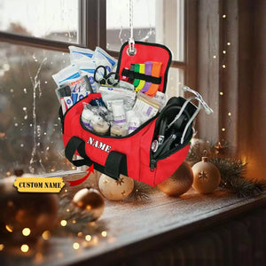 Personalized Emt Christmas Ornament 2d Custom First Responder Gear Bag Ornament