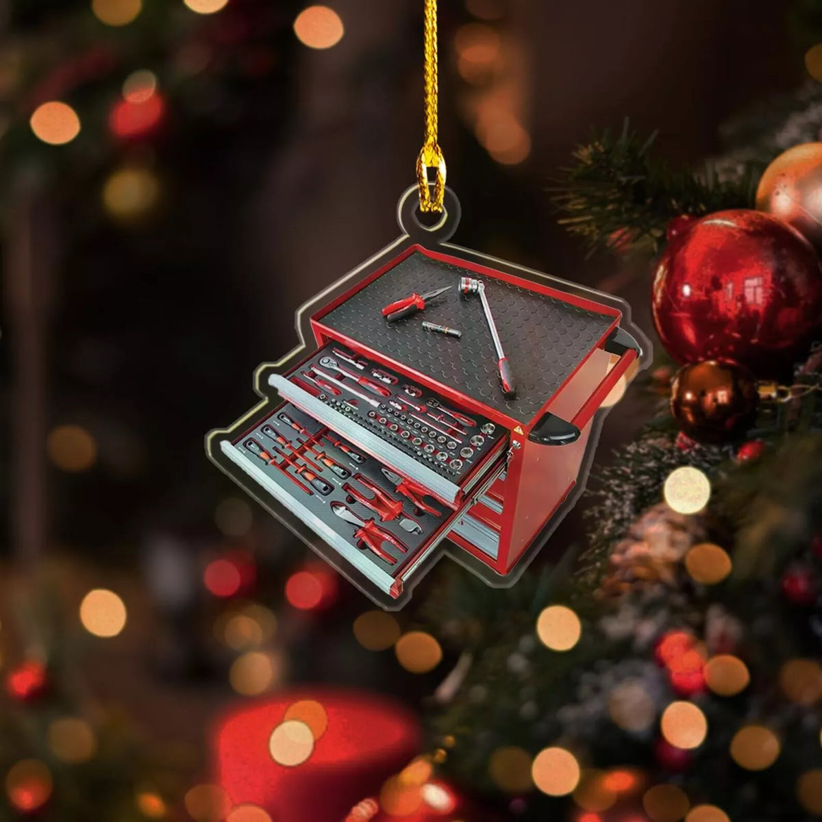 Personalized Mechanic Tool Box 2d Flat Ornament Custom Tools Garage Ornament