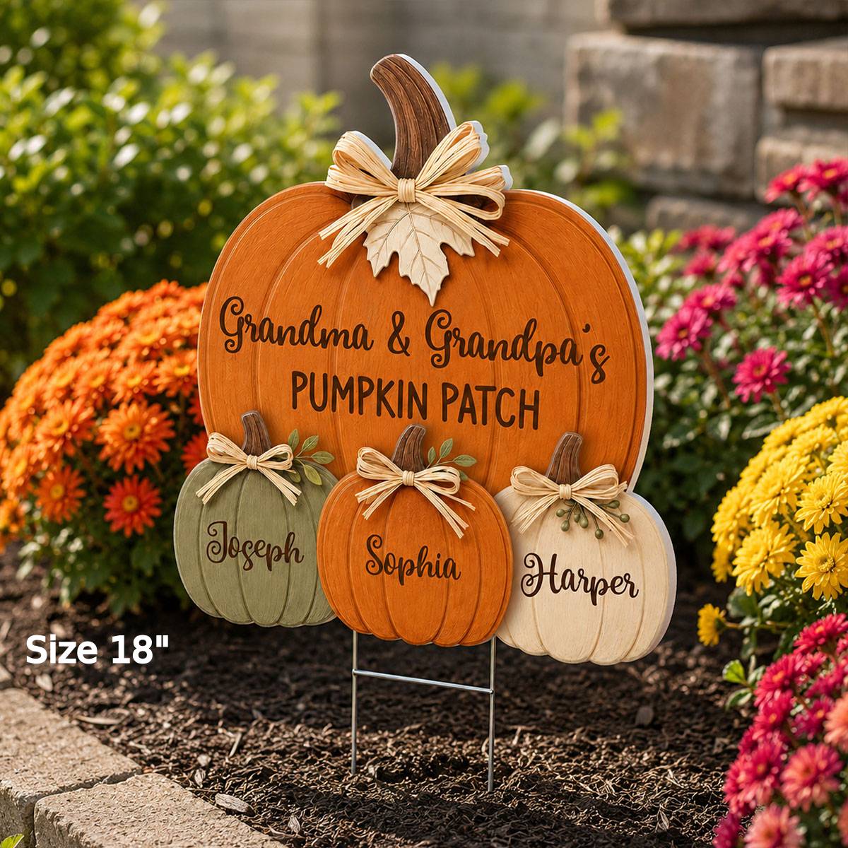 Cozy Rustic Fall Vibe Grandpa Grandma's Pumpkin Patch - Personalized Yard Sign - Fall Decor For Grandparents