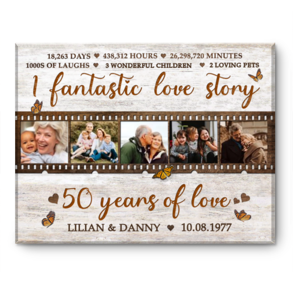 50th Anniversary Gift For Couple, 50th Anniversary Gifts Custom Collage Gift, Golden 50th Anniversary For Parents