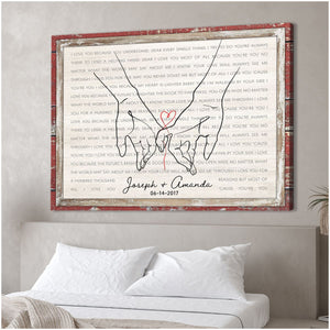 Sentimental Couple Gift for Valentine Custom Lyric Song Canvas Print