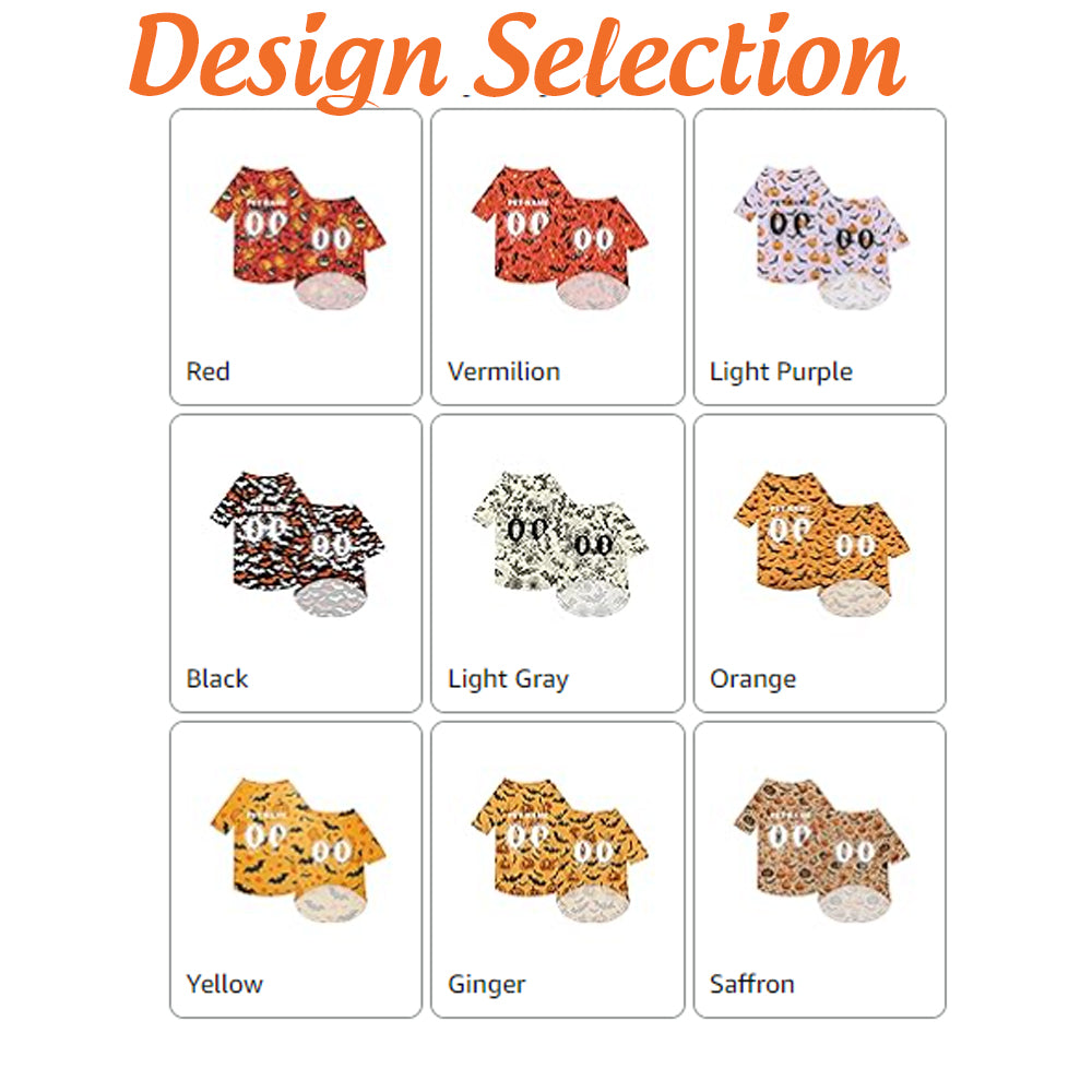 Personalized Halloween Dog Sweatshirts, Custom Jersey Shirts for Pets with Name/Number/Logo, Lightweight Pet Clothing for Small and Medium Dogs Halloween Style