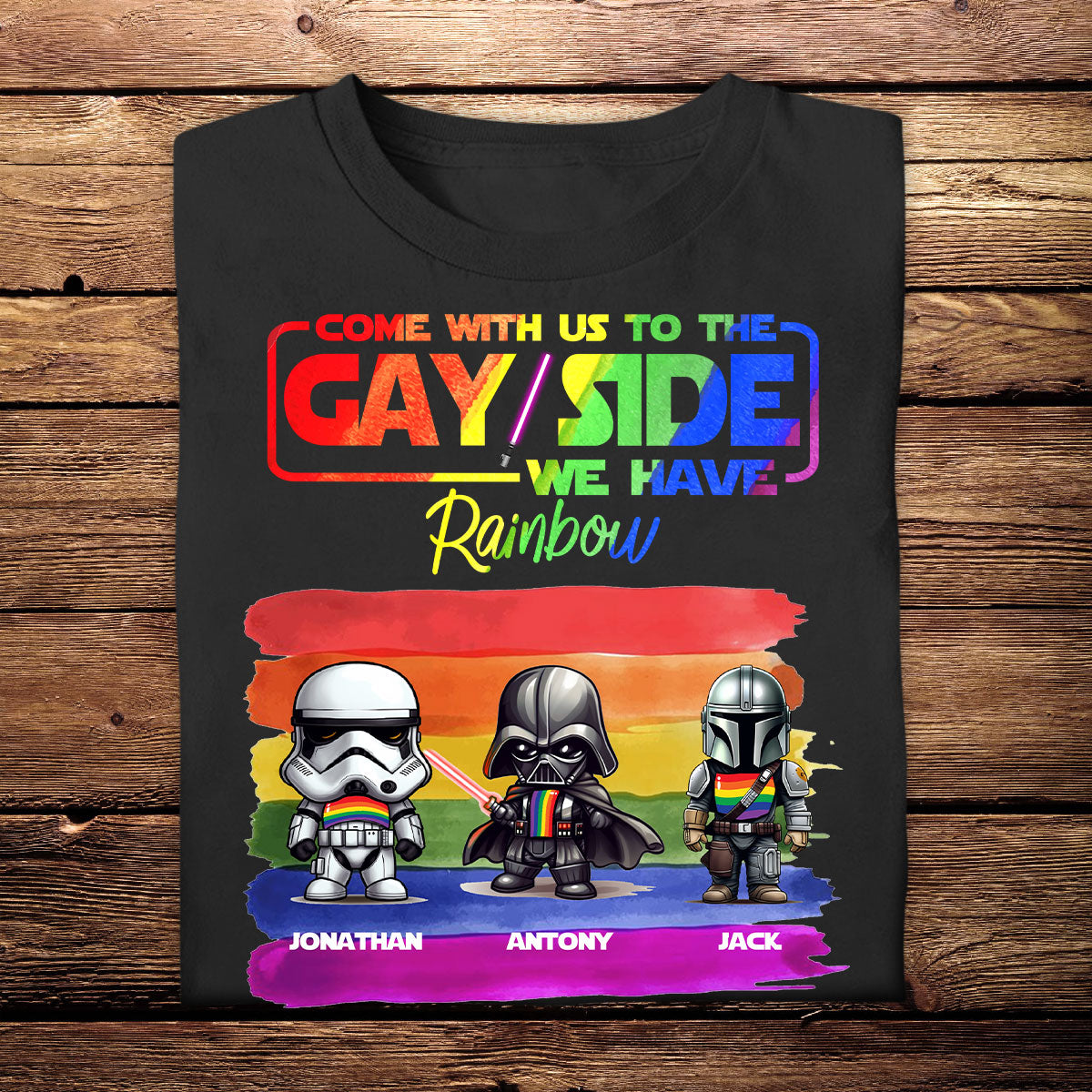 Funny Personalized LGBT T-Shirt - Come With Us To The Gay Side - Customized Apparel for Gay Lesbian Trans Bi - Gift for LGBT Month, Birthday, Anniversary