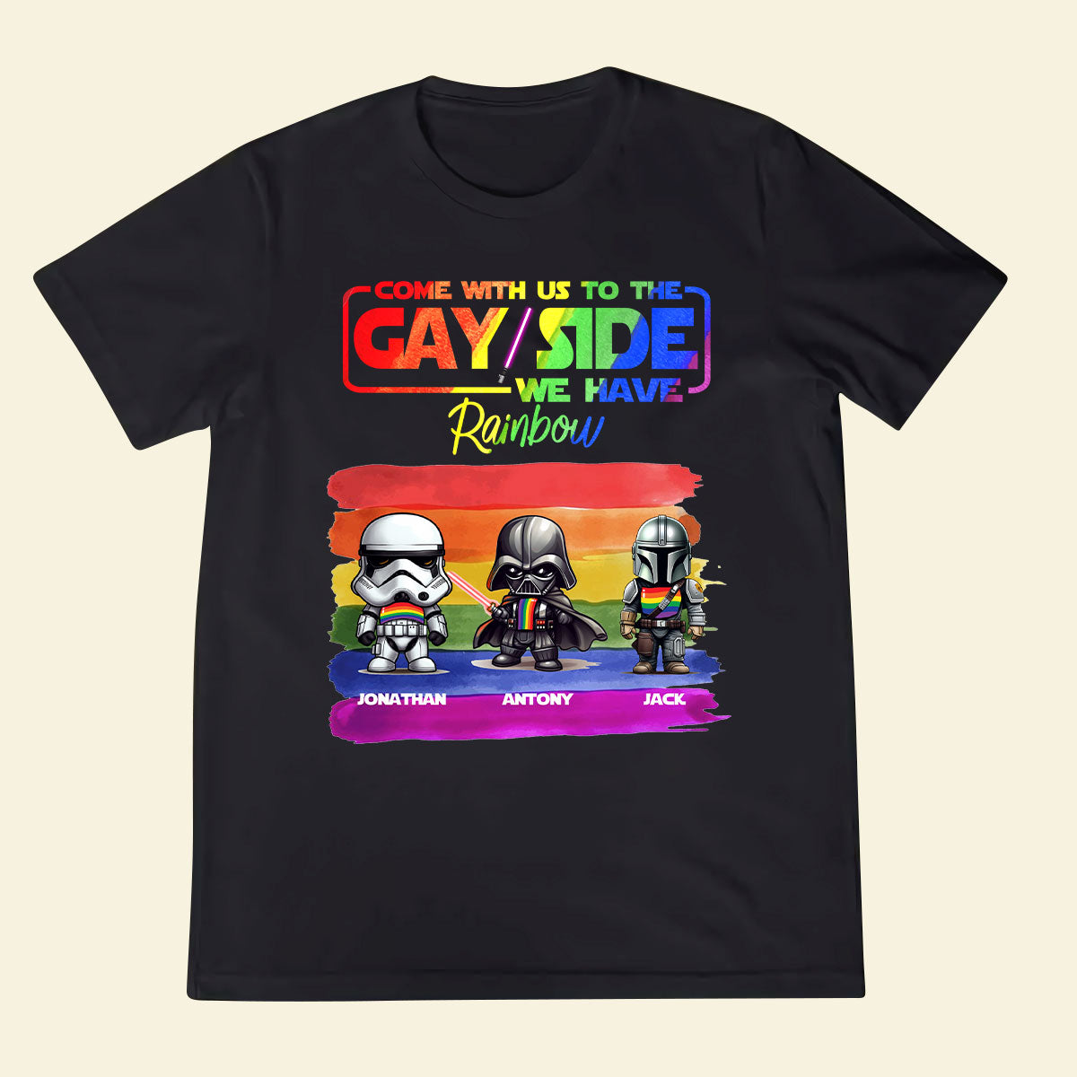 Funny Personalized LGBT T-Shirt - Come With Us To The Gay Side - Customized Apparel for Gay Lesbian Trans Bi - Gift for LGBT Month, Birthday, Anniversary