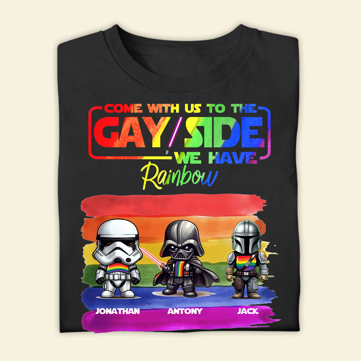 Funny Personalized LGBT T-Shirt - Come With Us To The Gay Side - Customized Apparel for Gay Lesbian Trans Bi - Gift for LGBT Month, Birthday, Anniversary