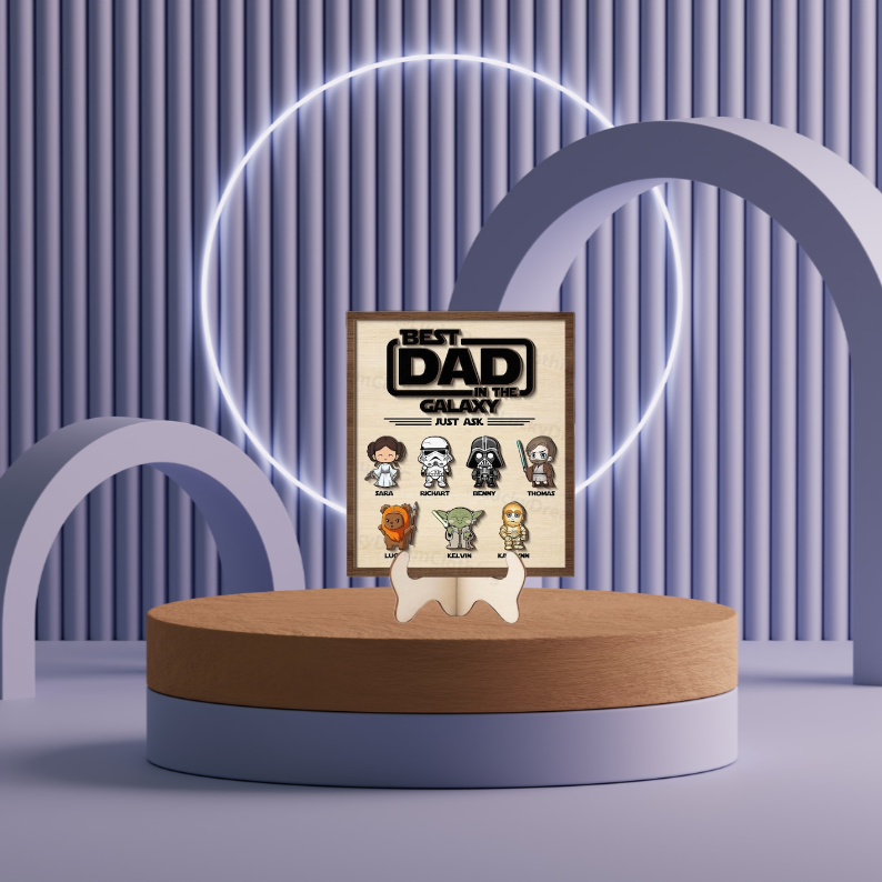 Personalized Star Wars Father's Day Wooden Sign, Funny Star Wars Dad Gift with Custom Names, Best Dad Galaxy, Star Wars Wooden Sign For Dad