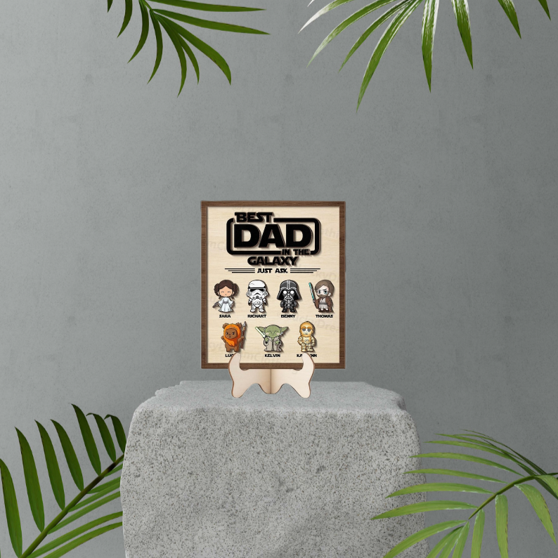 Personalized Star Wars Father's Day Wooden Sign, Funny Star Wars Dad Gift with Custom Names, Best Dad Galaxy, Star Wars Wooden Sign For Dad