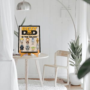 Personalized Best Dad in the Galaxy Wooden Frame | Personalized Star Wars Dad And Kids Name Wooden Sign Gift for Dad Father's Day Gift