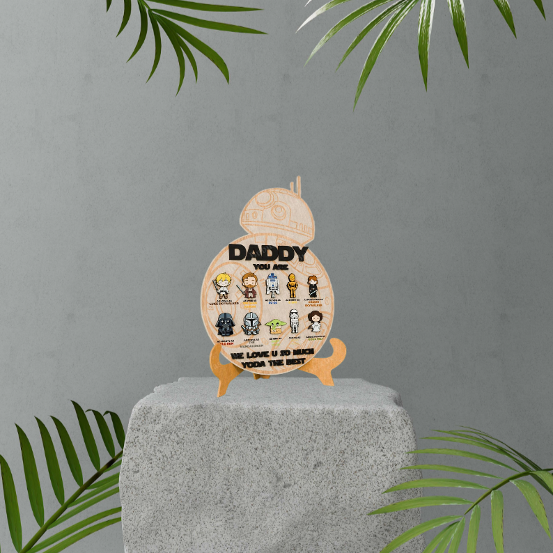 Personalized Best Dad in the Galaxy Wooden Frame | Personalized Star Wars Dad And Kids Name Wooden Sign Gift for Dad Father's Day Gift