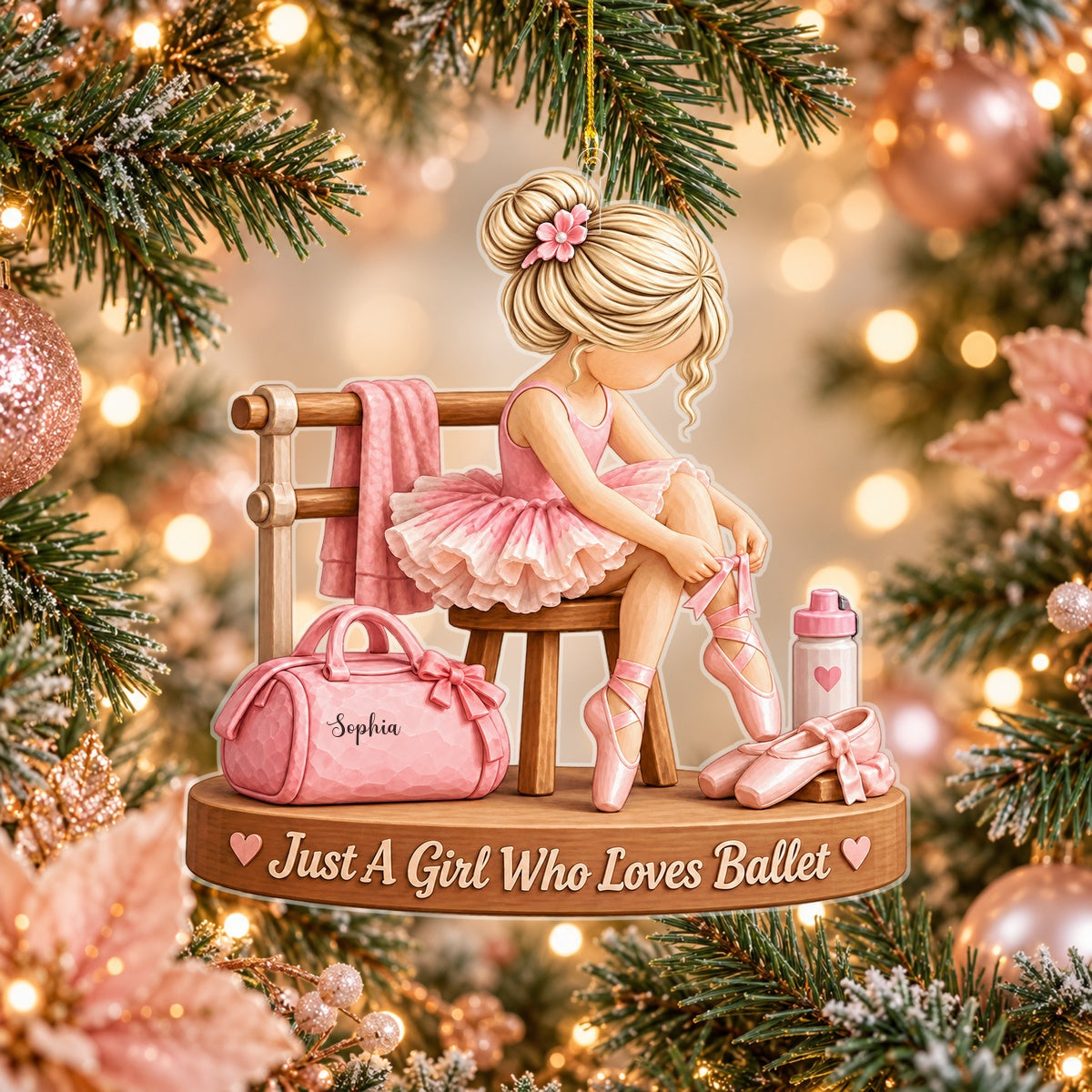 Personalized ballet ornament on a Christmas tree