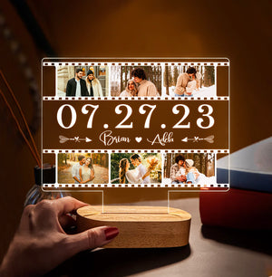 Special Date Personalized Photo Collage Acrylic Led, Valentines Day Gifts For Partner, Custom Anniversary Gift For Her And Him