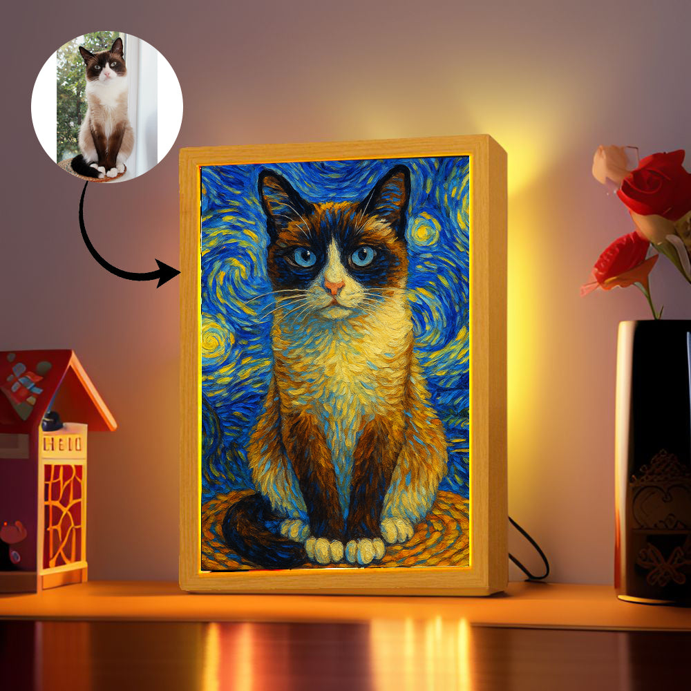 Personalized Cats Night Light , Custom Cat Photo, Cat Lover Gift, Pet Gift for Him Led Night Light Home Bedside Table Room Decor Friends Kids Birthday Gifts Moon Lamp