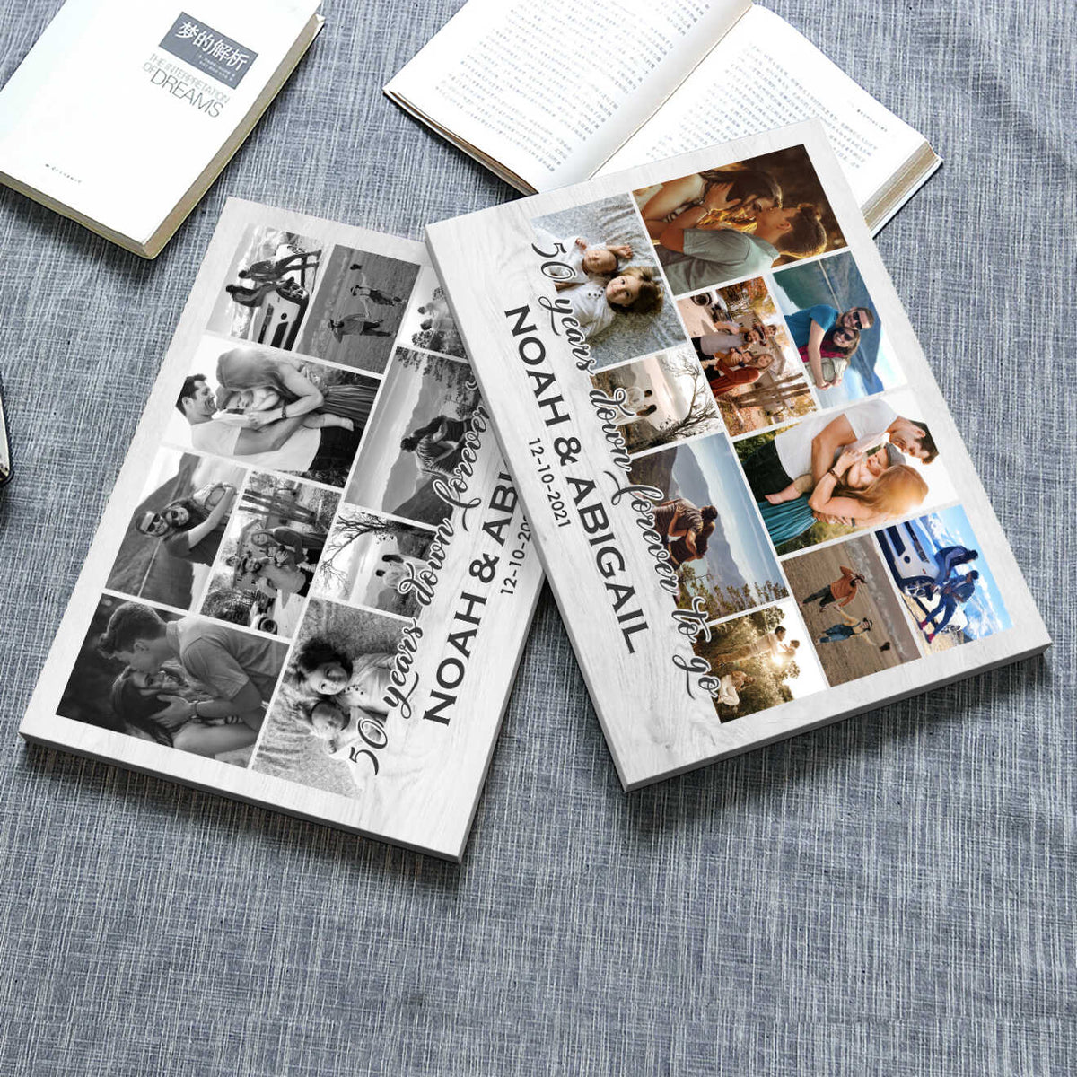 50 Years Anniversary Collage Gift, 50th Anniversary Gift, 50 Years Down Forever To Go Canvas