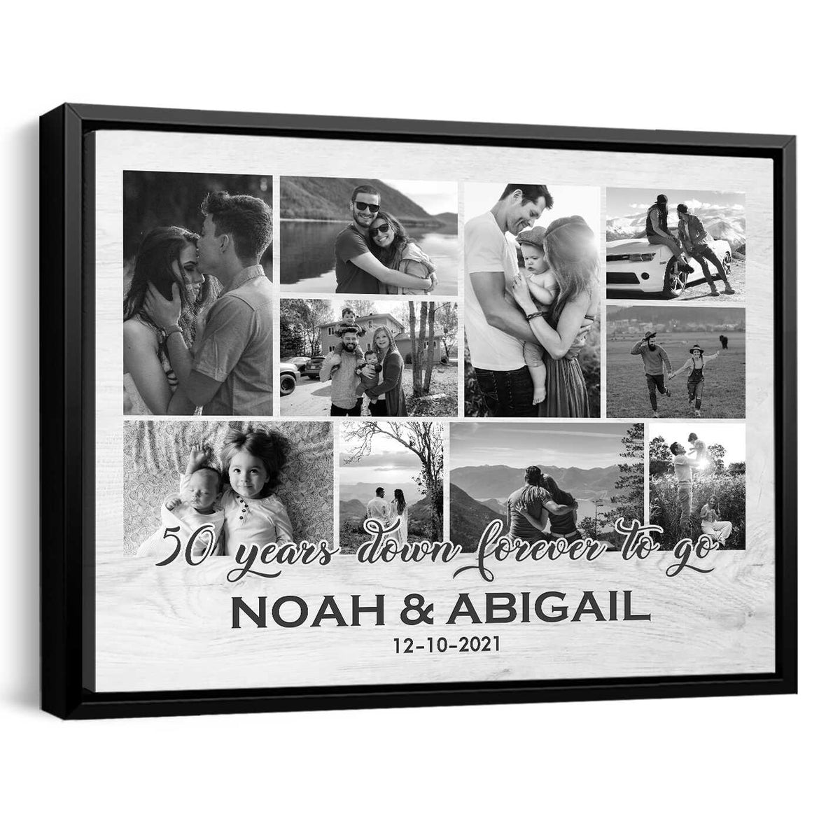 50 Years Anniversary Collage Gift, 50th Anniversary Gift, 50 Years Down Forever To Go Canvas