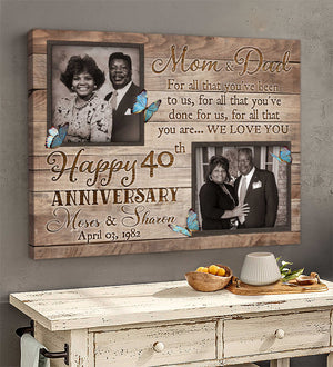 40th Wedding Anniversary Gift For Parents, Personalized Canvas Print Gift For Couple Anniversary