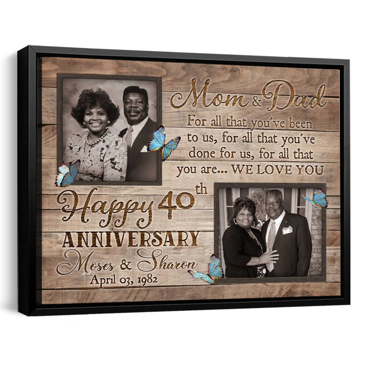 40th Wedding Anniversary Gift For Parents, Personalized Canvas Print Gift For Couple Anniversary