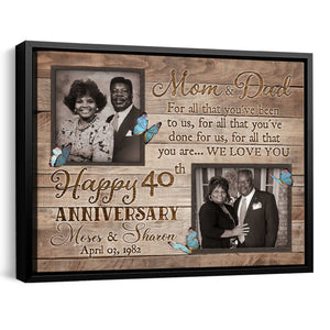 40th Wedding Anniversary Gift For Parents, Personalized Canvas Print Gift For Couple Anniversary
