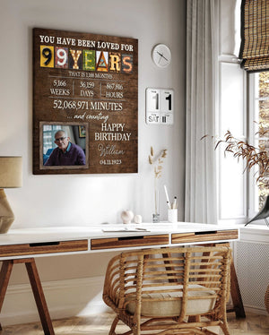 99th Birthday Gift, 99th Birthday Presents, Birthday Gifts For 99 Year Olds, 99th Birthday Canvas
