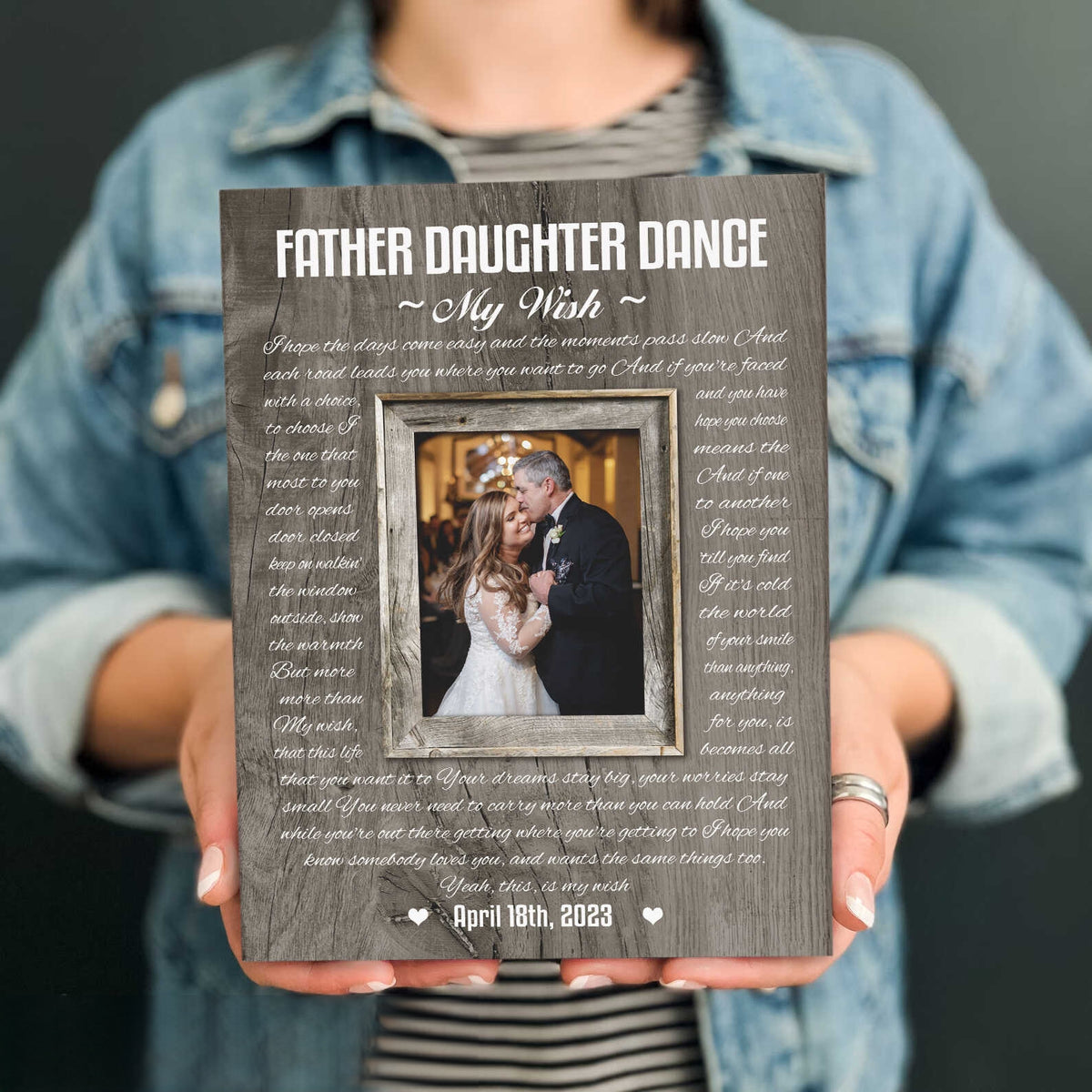 Father Daughter Dance Photo Canvas Wall Art, Father of the Bride Rustic Wedding Gift