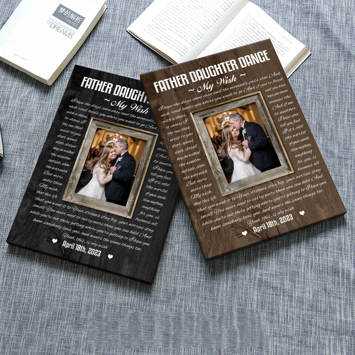 Father Daughter Dance Photo Canvas Wall Art, Father of the Bride Rustic Wedding Gift