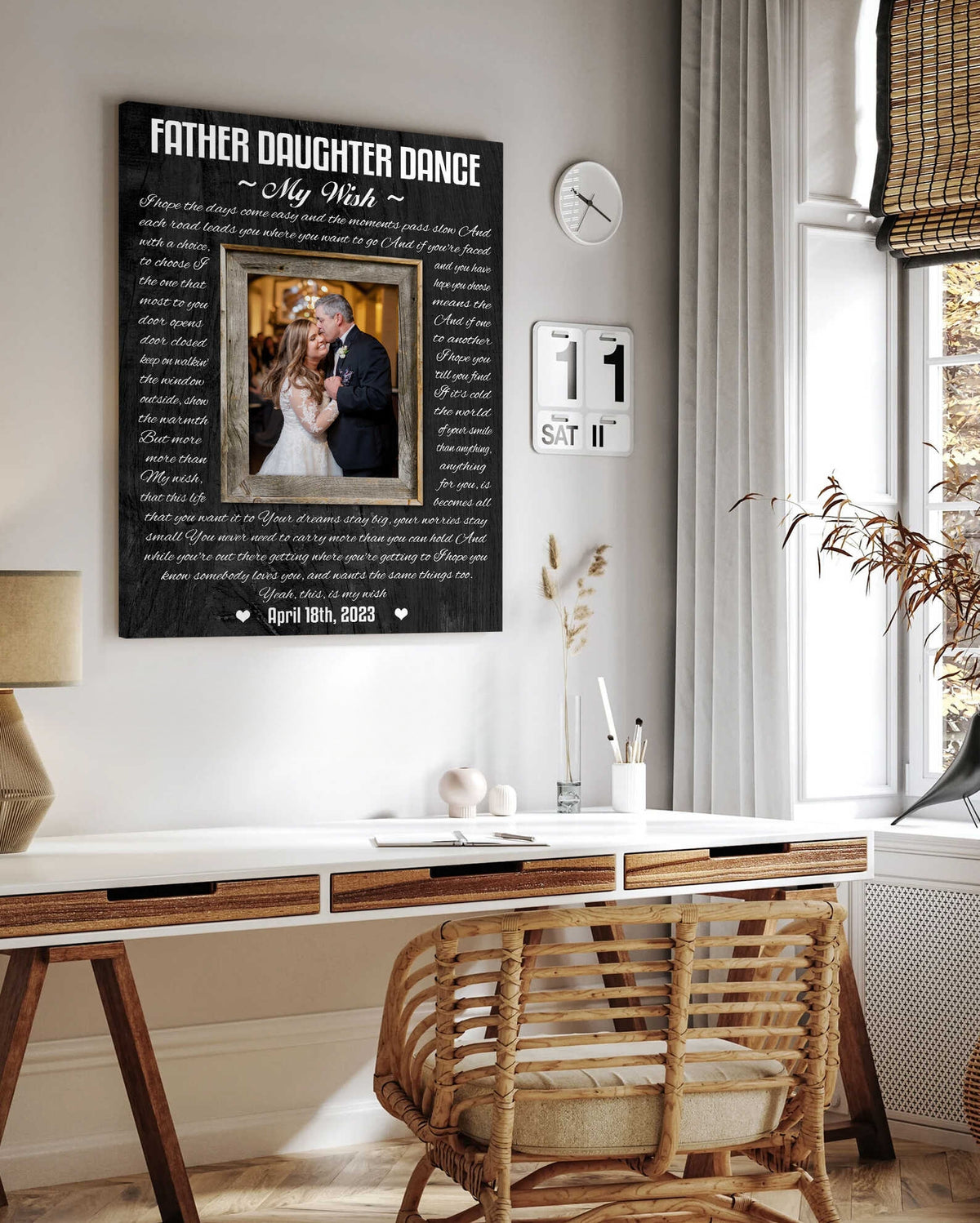 Father Daughter Dance Photo Canvas Wall Art, Father of the Bride Rustic Wedding Gift