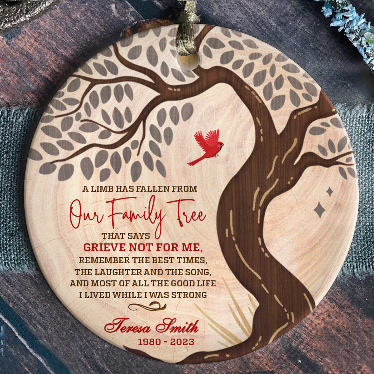 Memorial Christmas Ornaments, A Limb Has Fallen Loss Of Father Mother, Loss Of Brother Xmas Gift, Loss Of Loved One Remembrance Gifts