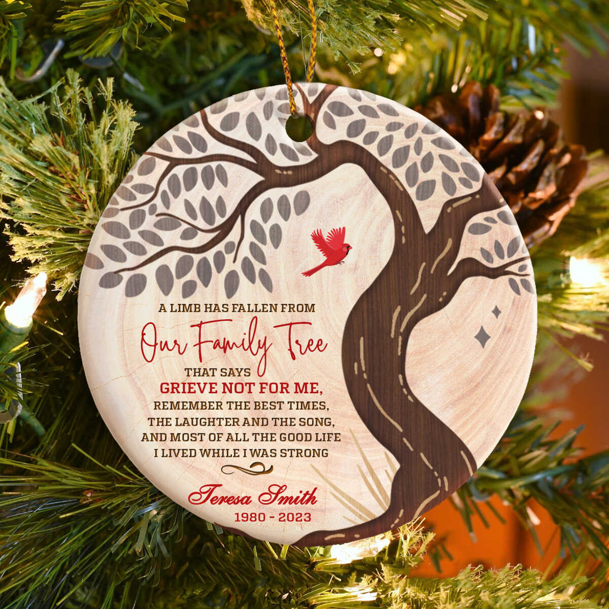 Memorial Christmas Ornaments, A Limb Has Fallen Loss Of Father Mother, Loss Of Brother Xmas Gift, Loss Of Loved One Remembrance Gifts