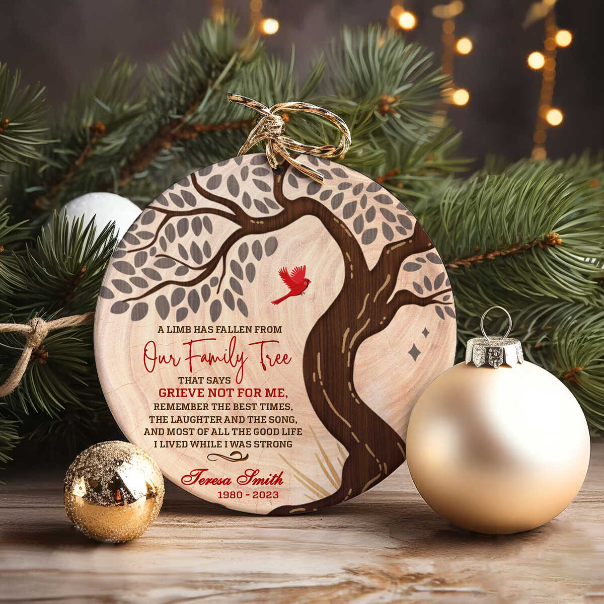 Memorial Christmas Ornaments, A Limb Has Fallen Loss Of Father Mother, Loss Of Brother Xmas Gift, Loss Of Loved One Remembrance Gifts