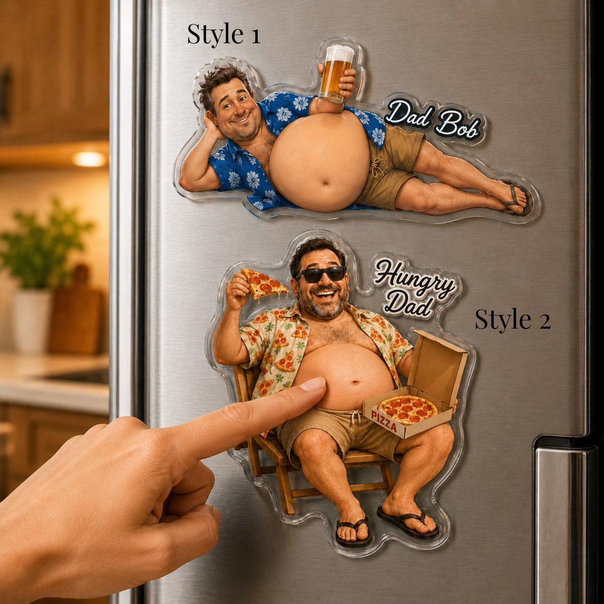 Personalized Funny Daddy Face Squishy Belly Fridge Magnet, Custom Dad Photo Squeeze Magnet, Father's Day Gift For Husband, Kitchen Decor