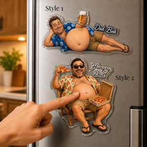 Personalized Funny Daddy Face Squishy Belly Fridge Magnet, Custom Dad Photo Squeeze Magnet, Father's Day Gift For Husband, Kitchen Decor