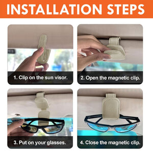 Custom Car Visor Sunglasses Holder, Personalized PU Leather Magnetic Glasses Clip,Car Decoration Gifts