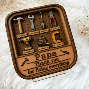 Dad Grandpa Tool Box - Personalized Wooden Plaque - Father's Day Gift For Dad, Husband