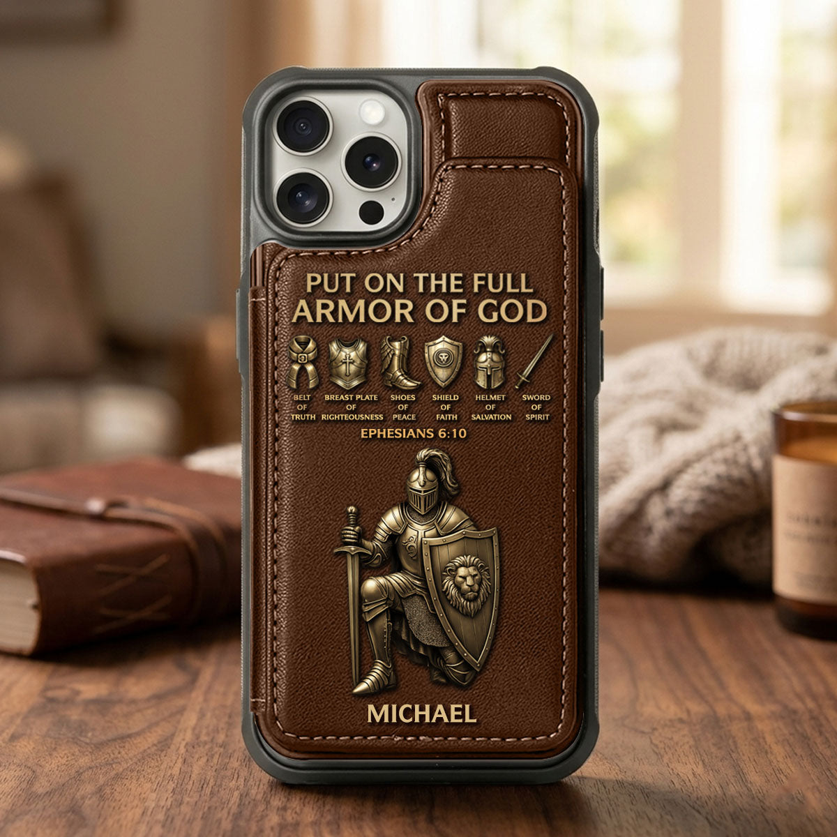 Put On The Full Amor Of God - Personalized Christian Wallet Phone Case