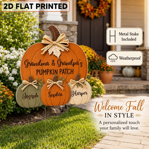 Cozy Rustic Fall Vibe Grandpa Grandma's Pumpkin Patch - Personalized Yard Sign - Fall Decor For Grandparents