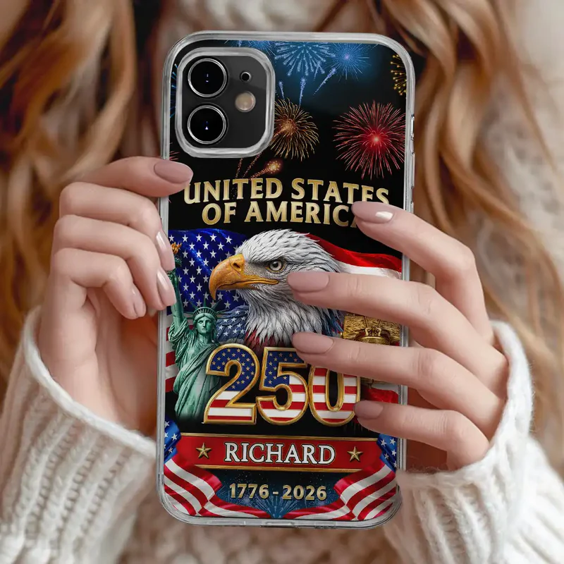 3D Effect America 250th Anniversary - Personalized Clear Phone Case