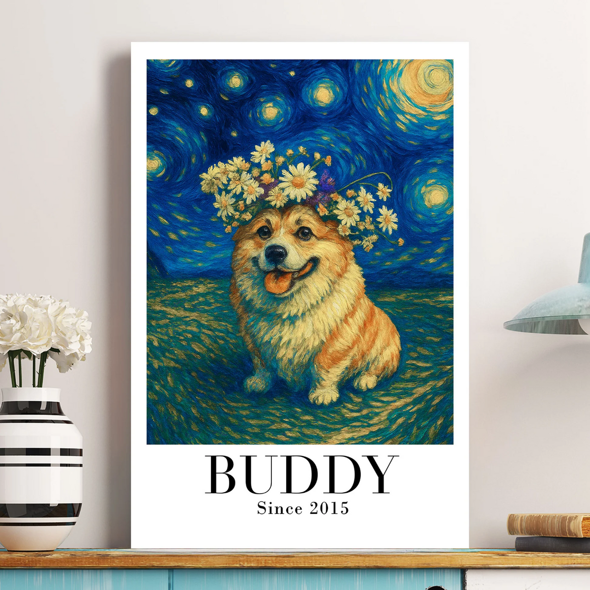 Van Gogh Wall Art Pet Portrait Art Dog Lovers Cat Lovers Gift - Personalized Photo Poster