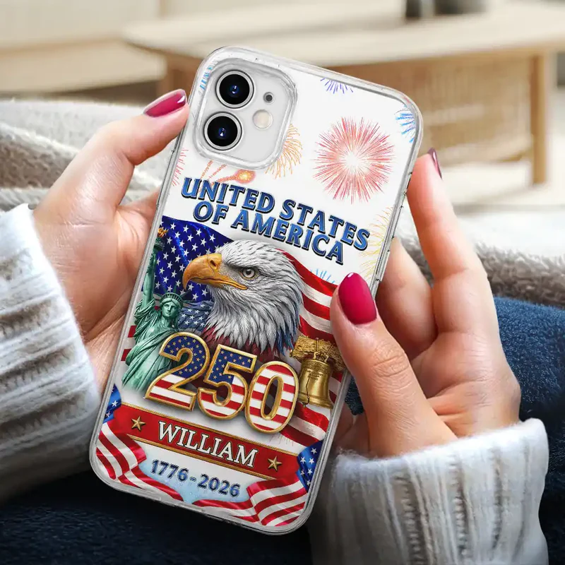 3D Effect America 250th Anniversary - Personalized Clear Phone Case