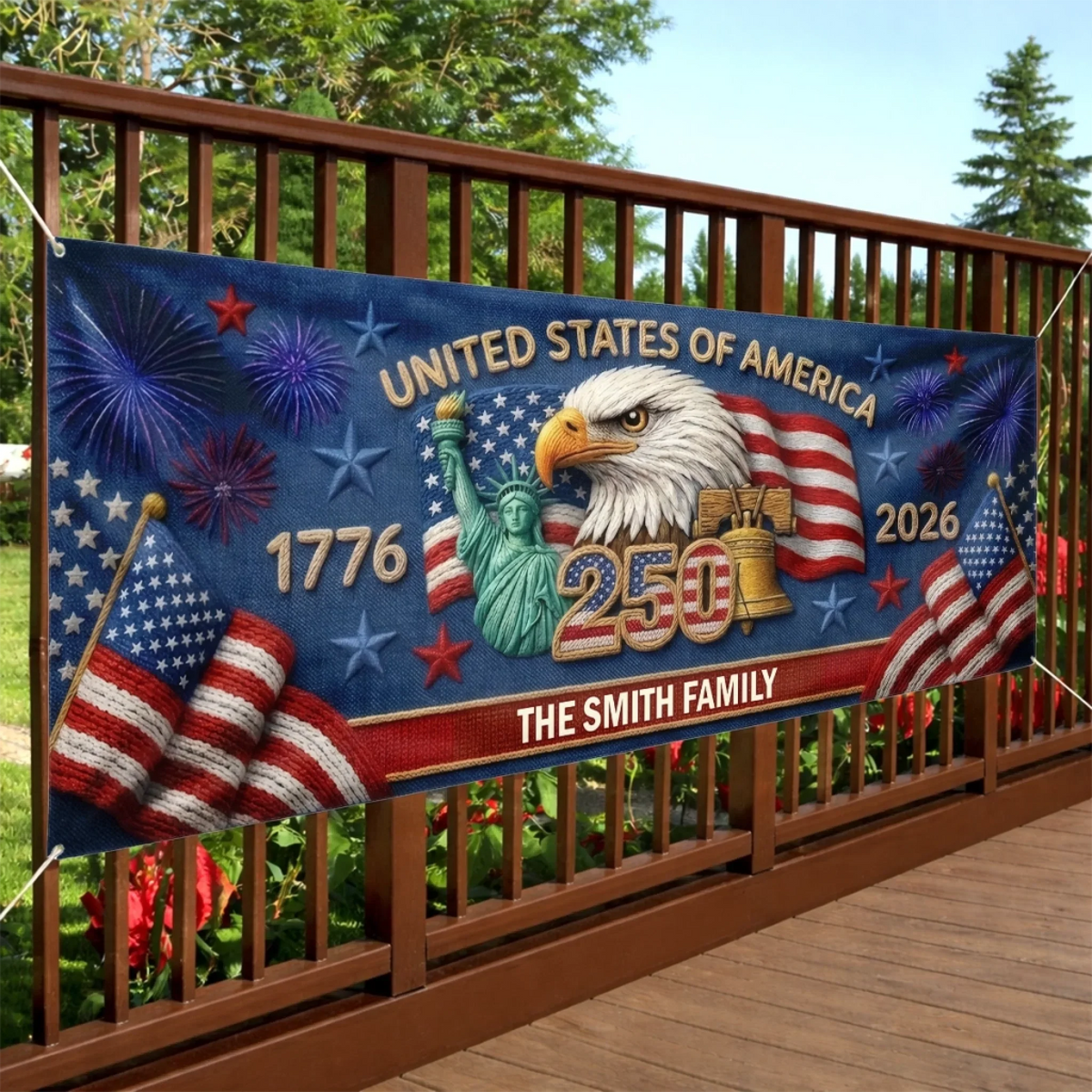 Custom Polyester Outdoor Banner - Personalized America 250th Anniversary Gifts For Mom, Dad, Brother, Sister, Kids - Together We Shine Bright t_ixu_ng_12_7fc75c46-6d5e-442d-9313-2c80fe6915c2.png