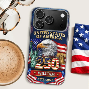 3D Effect America 250th Anniversary - Personalized Clear Phone Case