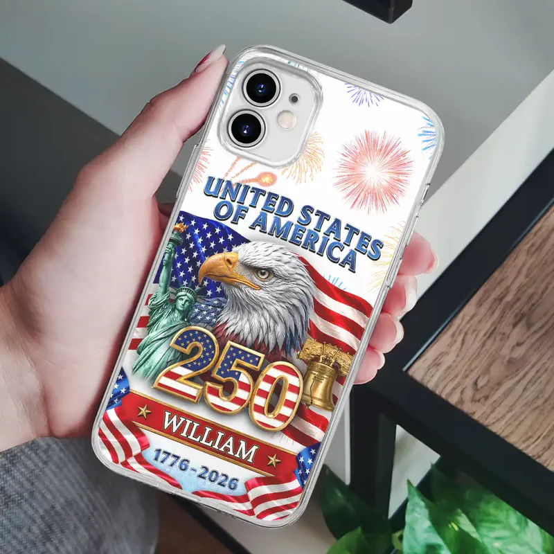 3D Effect America 250th Anniversary - Personalized Clear Phone Case