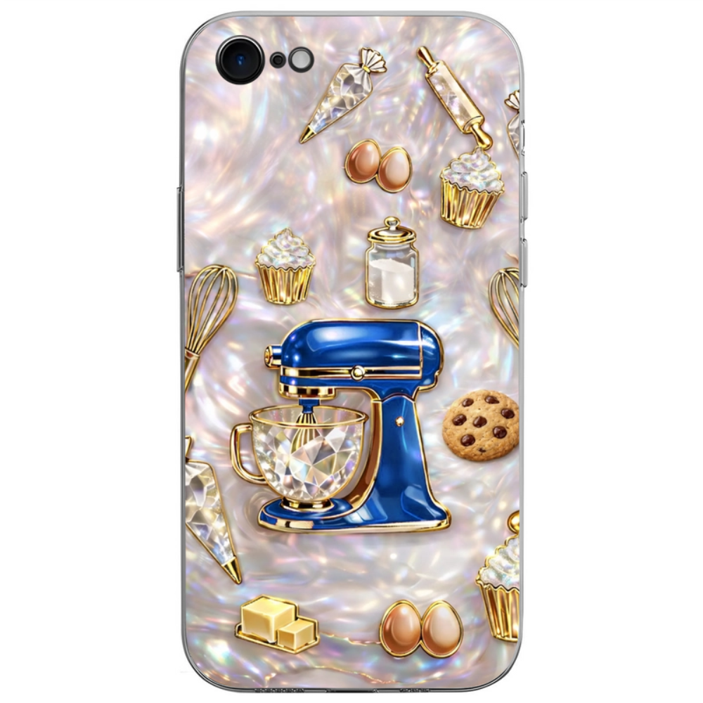 Bake The World A Better Place, Mixer And Cupcake Design, Personalized Clear Phone Case, Gift For Bakers