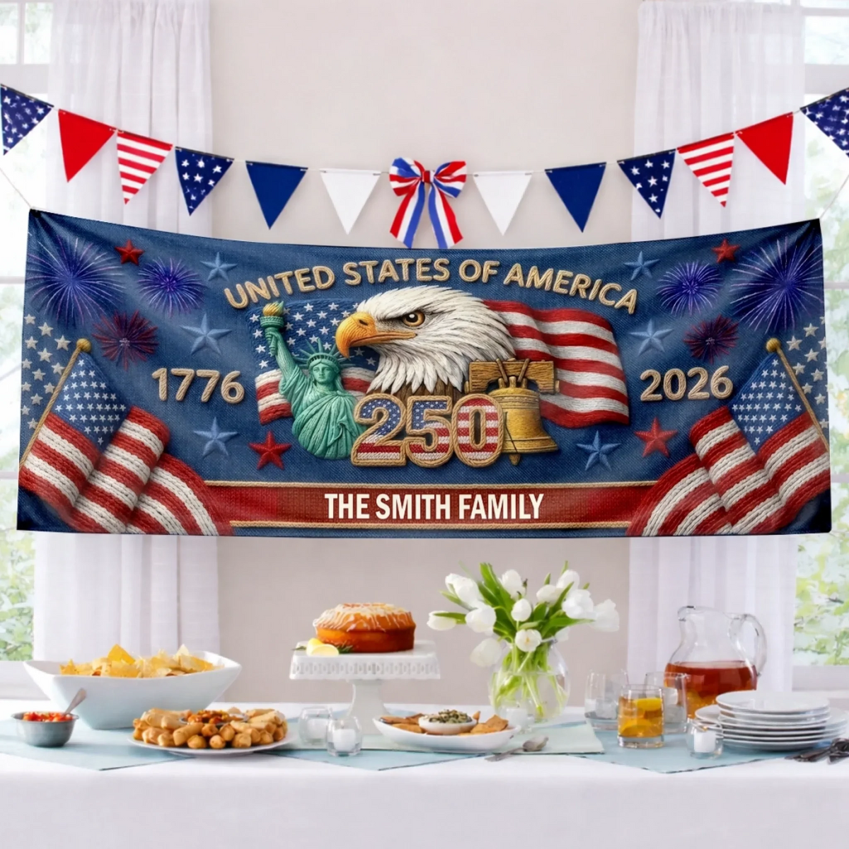 Custom Polyester Outdoor Banner - Personalized America 250th Anniversary Gifts For Mom, Dad, Brother, Sister, Kids - Together We Shine Bright t_ixu_ng_14_761da088-e934-4a0e-a40a-8a57636c0128.png